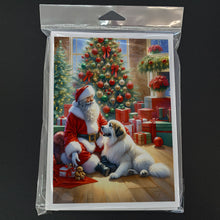 Load image into Gallery viewer, Great Pyrenees and Santa Claus Greeting Cards - Blank Note Cards – 8-Pack of Artist-Designed Cards with Envelopes