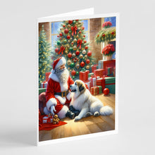 Load image into Gallery viewer, Great Pyrenees and Santa Claus Greeting Cards - Blank Note Cards – 8-Pack of Artist-Designed Cards with Envelopes
