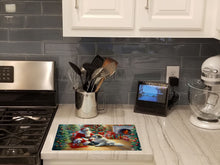 Load image into Gallery viewer, Great Pyrenees and Santa Claus Glass Cutting Boards – Durable, Decorative Kitchen Art