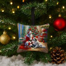 Load image into Gallery viewer, Great Pyrenees and Santa Claus Hanging Square Fabric Ornament 3.5 × 3.5