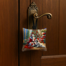 Load image into Gallery viewer, Great Pyrenees and Santa Claus Hanging Square Fabric Ornament 3.5 × 3.5
