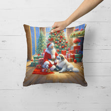 Load image into Gallery viewer, Great Pyrenees and Santa Claus Throw Pillow