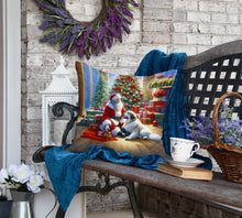 Load image into Gallery viewer, Great Pyrenees and Santa Claus Throw Pillow
