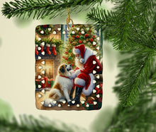 Load image into Gallery viewer, Great Pyrenees and Santa Claus Porcelain Ornament