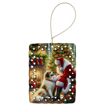 Load image into Gallery viewer, Great Pyrenees and Santa Claus Porcelain Ornament