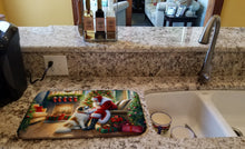 Load image into Gallery viewer, Great Pyrenees and Santa Claus Dish Drying Mat