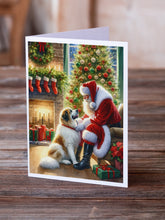 Load image into Gallery viewer, Great Pyrenees and Santa Claus Greeting Cards - Blank Note Cards – 8-Pack of Artist-Designed Cards with Envelopes