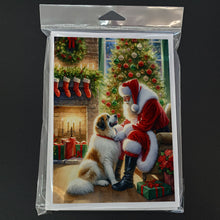 Load image into Gallery viewer, Great Pyrenees and Santa Claus Greeting Cards - Blank Note Cards – 8-Pack of Artist-Designed Cards with Envelopes