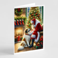 Load image into Gallery viewer, Great Pyrenees and Santa Claus Greeting Cards - Blank Note Cards – 8-Pack of Artist-Designed Cards with Envelopes