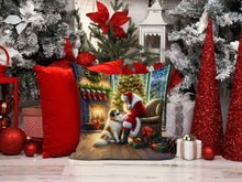 Load image into Gallery viewer, Great Pyrenees and Santa Claus Throw Pillow - 14x14 Decorative Pillow – Art for Your Home &amp; Patio