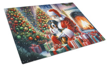 Load image into Gallery viewer, Greater Swiss Mountain Dog and Santa Claus Glass Cutting Boards – Durable, Decorative Kitchen Art