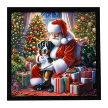 Load image into Gallery viewer, Greater Swiss Mountain Dog and Santa Claus Framed Metal Print
