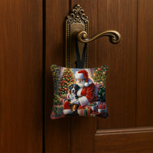 Load image into Gallery viewer, Greater Swiss Mountain Dog and Santa Claus Hanging Square Fabric Ornament 3.5 × 3.5