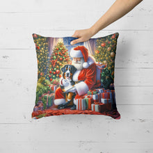 Load image into Gallery viewer, Greater Swiss Mountain Dog and Santa Claus Throw Pillow