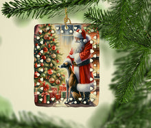 Load image into Gallery viewer, Greyhound and Santa Claus Porcelain Ornament