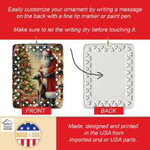 Load image into Gallery viewer, Greyhound and Santa Claus Porcelain Ornament