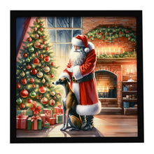 Load image into Gallery viewer, Greyhound and Santa Claus Framed Metal Print