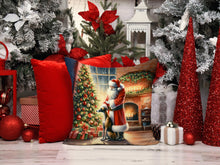 Load image into Gallery viewer, Greyhound and Santa Claus Throw Pillow - 14x14 Decorative Pillow – Art for Your Home &amp; Patio