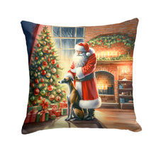 Load image into Gallery viewer, Greyhound and Santa Claus Throw Pillow - 14x14 Decorative Pillow – Art for Your Home &amp; Patio