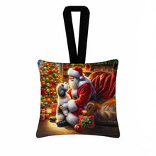 Load image into Gallery viewer, Havanese and Santa Claus Hanging Square Fabric Ornament 3.5 × 3.5