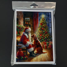 Load image into Gallery viewer, Irish Setter and Santa Claus Greeting Cards - Blank Note Cards – 8-Pack of Artist-Designed Cards with Envelopes
