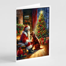 Load image into Gallery viewer, Irish Setter and Santa Claus Greeting Cards - Blank Note Cards – 8-Pack of Artist-Designed Cards with Envelopes