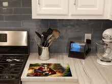 Load image into Gallery viewer, Irish Setter and Santa Claus Glass Cutting Boards – Durable, Decorative Kitchen Art