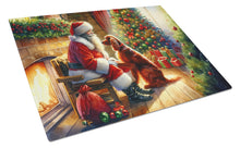 Load image into Gallery viewer, Irish Setter and Santa Claus Glass Cutting Boards – Durable, Decorative Kitchen Art
