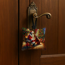 Load image into Gallery viewer, Irish Setter and Santa Claus Hanging Square Fabric Ornament 3.5 × 3.5