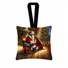 Load image into Gallery viewer, Irish Setter and Santa Claus Hanging Square Fabric Ornament 3.5 × 3.5
