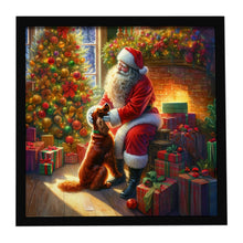 Load image into Gallery viewer, Irish Setter and Santa Claus Framed Metal Print