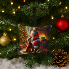 Load image into Gallery viewer, Irish Setter and Santa Claus Hanging Square Fabric Ornament 3.5 × 3.5