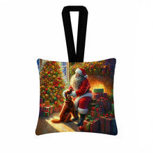 Load image into Gallery viewer, Irish Setter and Santa Claus Hanging Square Fabric Ornament 3.5 × 3.5