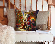 Load image into Gallery viewer, Irish Setter and Santa Claus Throw Pillow - 14x14 Decorative Pillow – Art for Your Home &amp; Patio