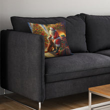 Load image into Gallery viewer, Irish Setter and Santa Claus Throw Pillow - 14x14 Decorative Pillow – Art for Your Home &amp; Patio