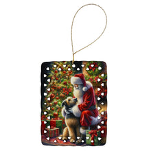 Load image into Gallery viewer, Irish Wolfhound and Santa Claus Porcelain Ornament