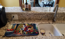 Load image into Gallery viewer, Irish Wolfhound and Santa Claus Dish Drying Mat
