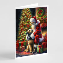 Load image into Gallery viewer, Irish Wolfhound and Santa Claus Greeting Cards - Blank Note Cards – 8-Pack of Artist-Designed Cards with Envelopes