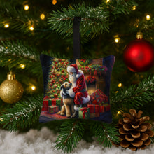 Load image into Gallery viewer, Irish Wolfhound and Santa Claus Hanging Square Fabric Ornament 3.5 × 3.5