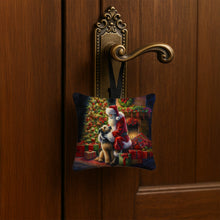 Load image into Gallery viewer, Irish Wolfhound and Santa Claus Hanging Square Fabric Ornament 3.5 × 3.5
