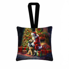 Load image into Gallery viewer, Irish Wolfhound and Santa Claus Hanging Square Fabric Ornament 3.5 × 3.5