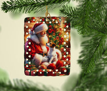 Load image into Gallery viewer, Jack Russell Terrier and Santa Claus Porcelain Ornament