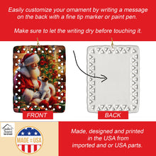 Load image into Gallery viewer, Jack Russell Terrier and Santa Claus Porcelain Ornament