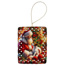 Load image into Gallery viewer, Jack Russell Terrier and Santa Claus Porcelain Ornament