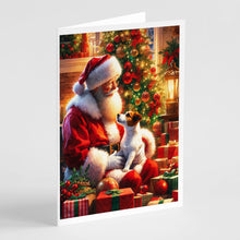 Load image into Gallery viewer, Jack Russell Terrier and Santa Claus Greeting Cards - Blank Note Cards – 8-Pack of Artist-Designed Cards with Envelopes