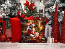 Load image into Gallery viewer, Jack Russell Terrier and Santa Claus Throw Pillow - 14x14 Decorative Pillow – Art for Your Home &amp; Patio