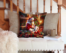 Load image into Gallery viewer, Jack Russell Terrier and Santa Claus Throw Pillow - 14x14 Decorative Pillow – Art for Your Home &amp; Patio