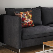 Load image into Gallery viewer, Jack Russell Terrier and Santa Claus Throw Pillow - 14x14 Decorative Pillow – Art for Your Home &amp; Patio