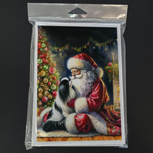 Load image into Gallery viewer, Japanese Chin and Santa Claus Greeting Cards - Blank Note Cards – 8-Pack of Artist-Designed Cards with Envelopes