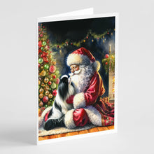 Load image into Gallery viewer, Japanese Chin and Santa Claus Greeting Cards - Blank Note Cards – 8-Pack of Artist-Designed Cards with Envelopes